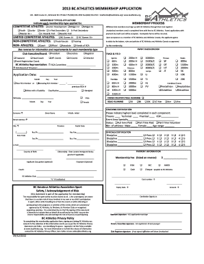 BC Athletics Membership Application