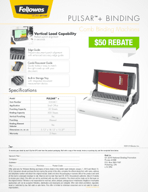 Fellowes Binding Machine Rebate Form
