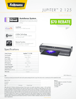 Fellowes Laminator Rebate Form