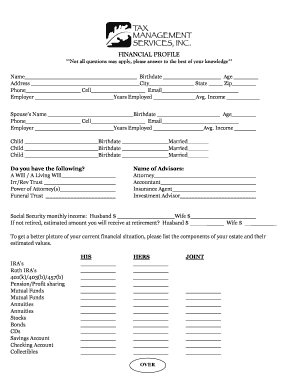 Financial Profile Form