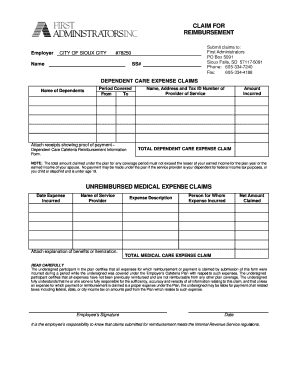 Dependent Care and Medical Expense Reimbursement Claim