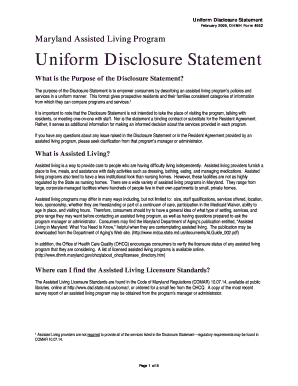 Maryland Assisted Living Disclosure Statement