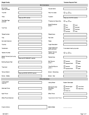 Single Family Real Estate Listing Form