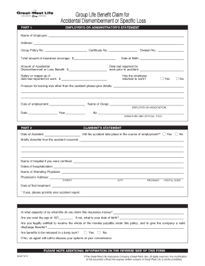 Group Life Benefit Claim for Accidental Dismemberment