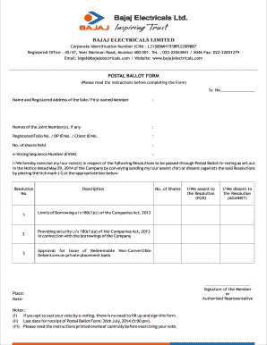 Bajaj Electricals Postal Ballot Form