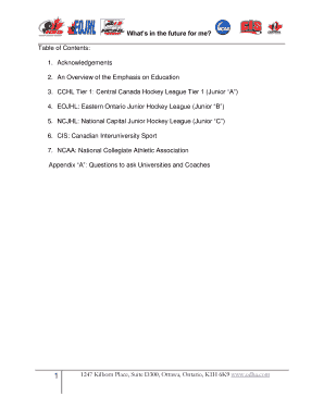 Whats in the future for me Table of Contents 3 CCHL - hockeyeasternontario