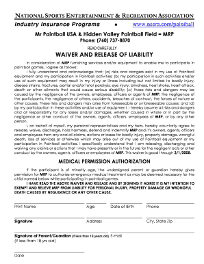 Paintball Waiver and Release of Liability