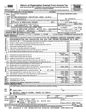 Form 990 Tax Return for Exempt Organizations