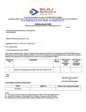 Bajaj Electricals Postal Ballot Form
