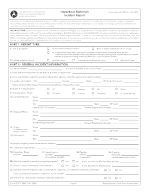 DOT F 5800.1 Hazardous Materials Incident Report