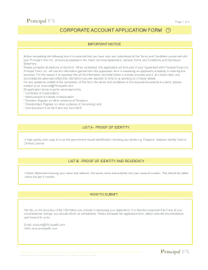 Corporate Account Application Form