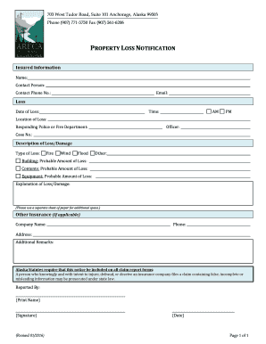 Property Loss Notification Form