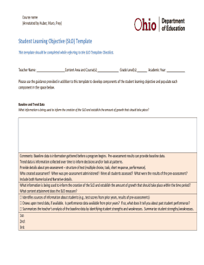 Student Learning Objective Template