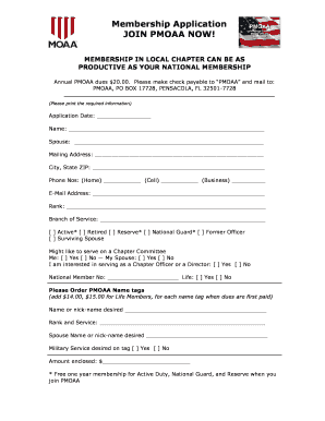 PMOAA Membership Application