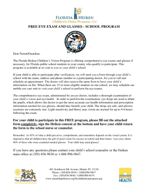 Florida Heiken Children's Vision Program Consent Form