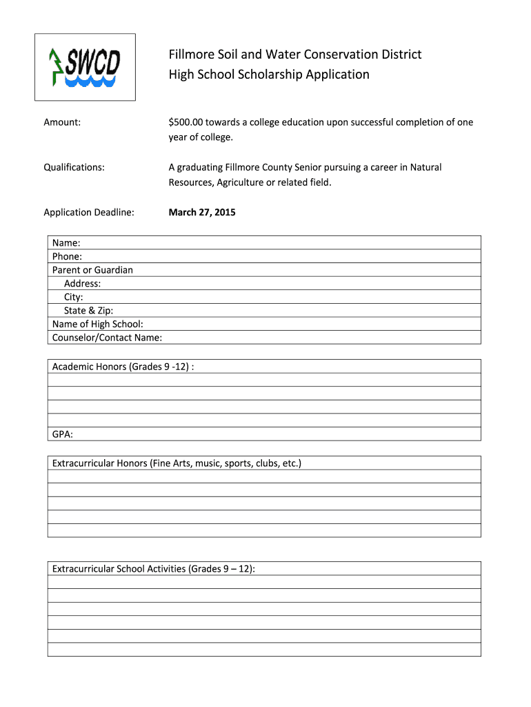 Fillable Online fillmoreswcd Fillmore Soil and Water Conservation