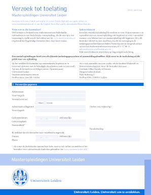 Verzoek tot toelating Masteropleidingen