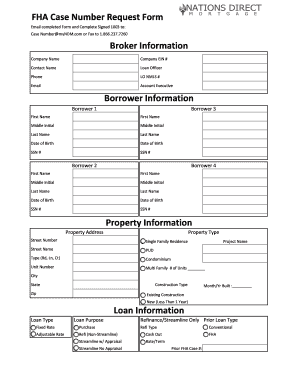 FHA Case Number Request Form