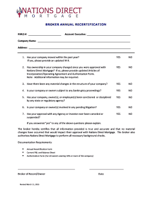 Broker Annual Recertification Form