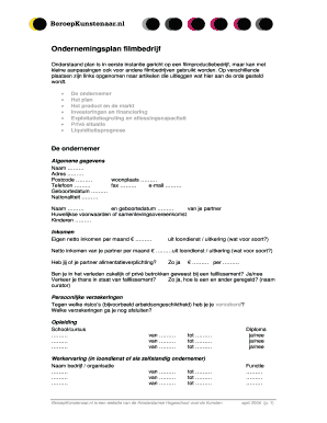 Ondernemingsplan filmbedrijf