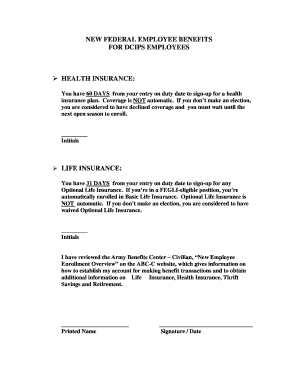 New Federal Employee Benefits Form