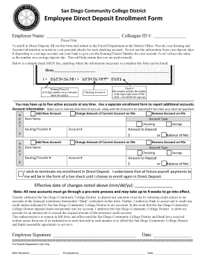 San Diego Community College District Employee Direct Deposit Enrollment Form