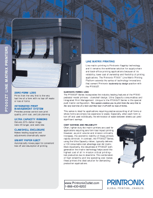 Printronix P7000ZT Line Matrix Printer Specifications