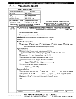 Pruritus Treatment Orders Form