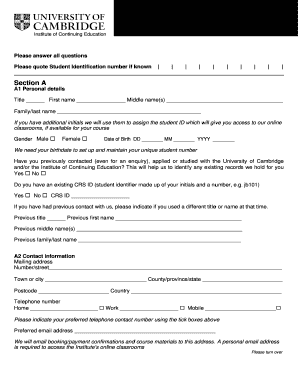 Madingley Weekly Programme Application Form