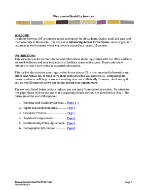 University of Minnesota Disability Services Registration Packet