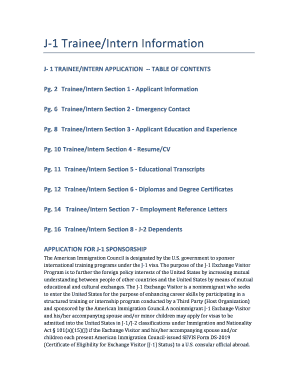 J-1 Trainee Intern Application Form