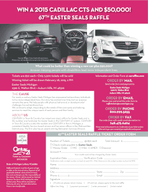Easter Seals Michigan Raffle Ticket Order Form