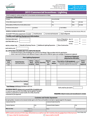 Commercial Lighting Incentives Form
