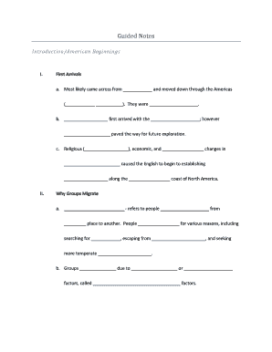 Guided Notes on American History