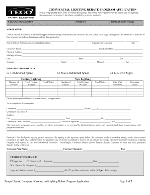 Tampa Electric Commercial Lighting Rebate Application