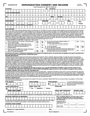 H1N1 Immunization Consent and Release Form