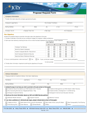 Retirement Plan Proposal Request Form