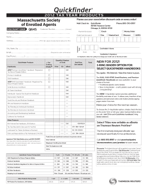 Quickfinder Tax Products Order Form