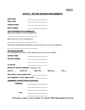 Trade Show Freight Form
