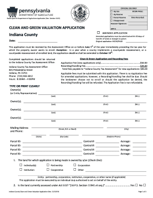 Pennsylvania Clean and Green Valuation Application