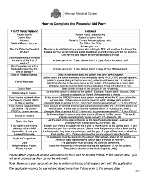 Financial Aid Form for Hospital Services