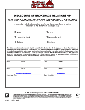 Virginia Brokerage Relationship Disclosure