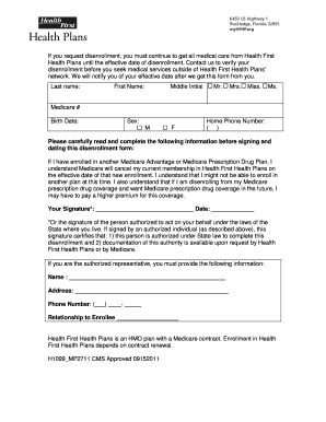 Health First Health Plans Disenrollment Form