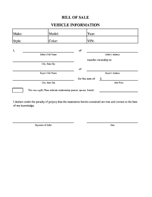 Vehicle Bill of Sale