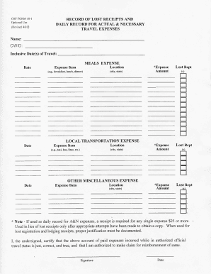 Travel Expense Record Form