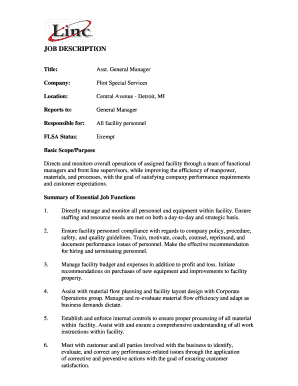 Assistant General Manager Job Description