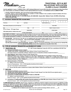 Traditional, Roth & SEP IRA Account Application
