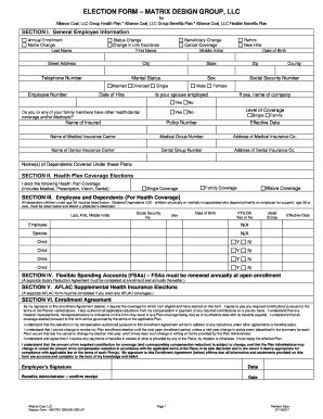 Alliance Coal Employee Benefits Election Form