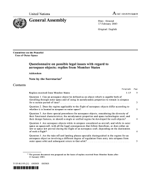 Questionnaire on possible legal issues with regard to - unoosa