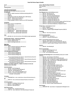 Crop & Soil Science Degree Checklist